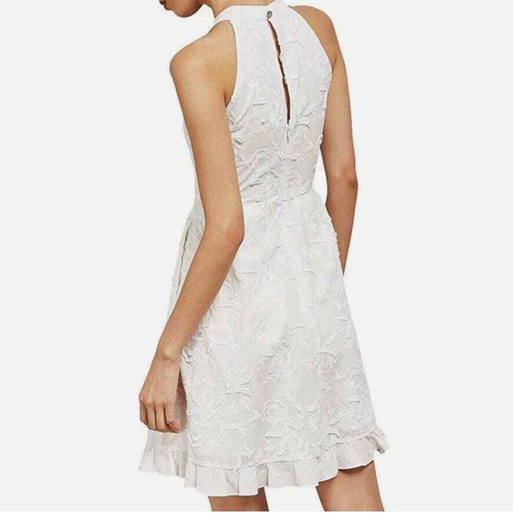 NWT Ted Baker Lorene Embroidered White Halter Dress - Picture 3 of 9